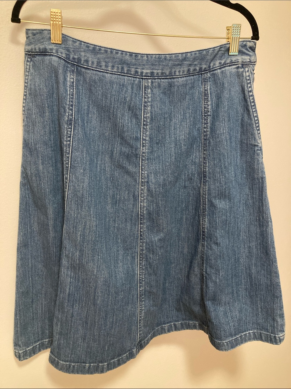 L.L. Bean Light Blue Denim A-Line Skirt